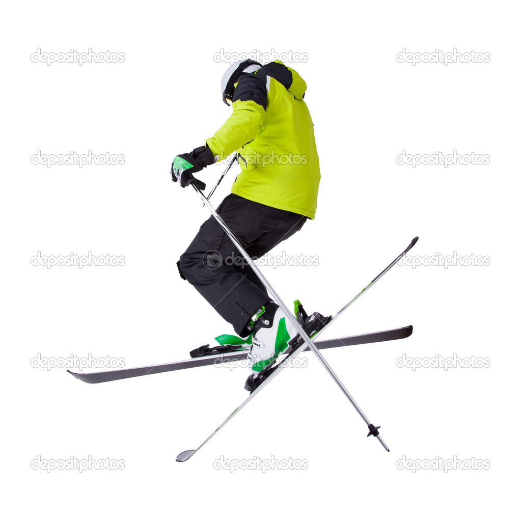 Man skier freestyler jumping