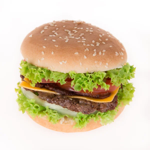 Heerlijk hamburger over Wit — Stockfoto