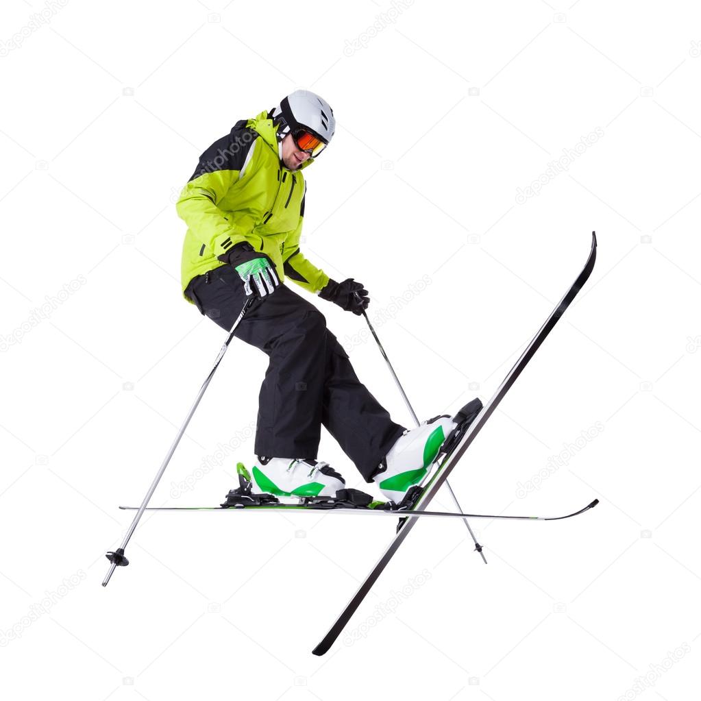 Man skier freestyler jumping