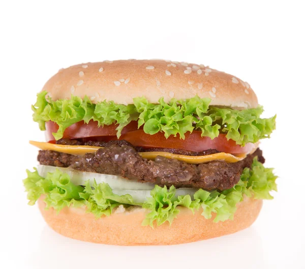 Finom hamburgert felett fehér — Stock Fotó