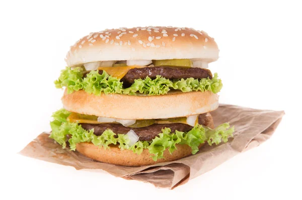 Deliciosa hamburguesa sobre blanco —  Fotos de Stock