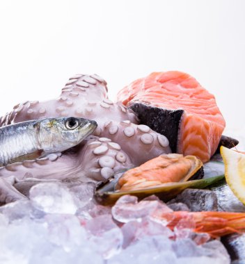 Fresh seafood on ice clipart