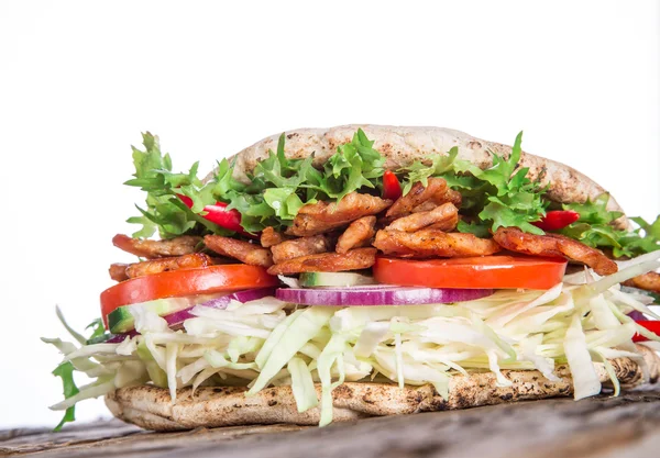 Pita bread and kebab meat — Stock Photo, Image