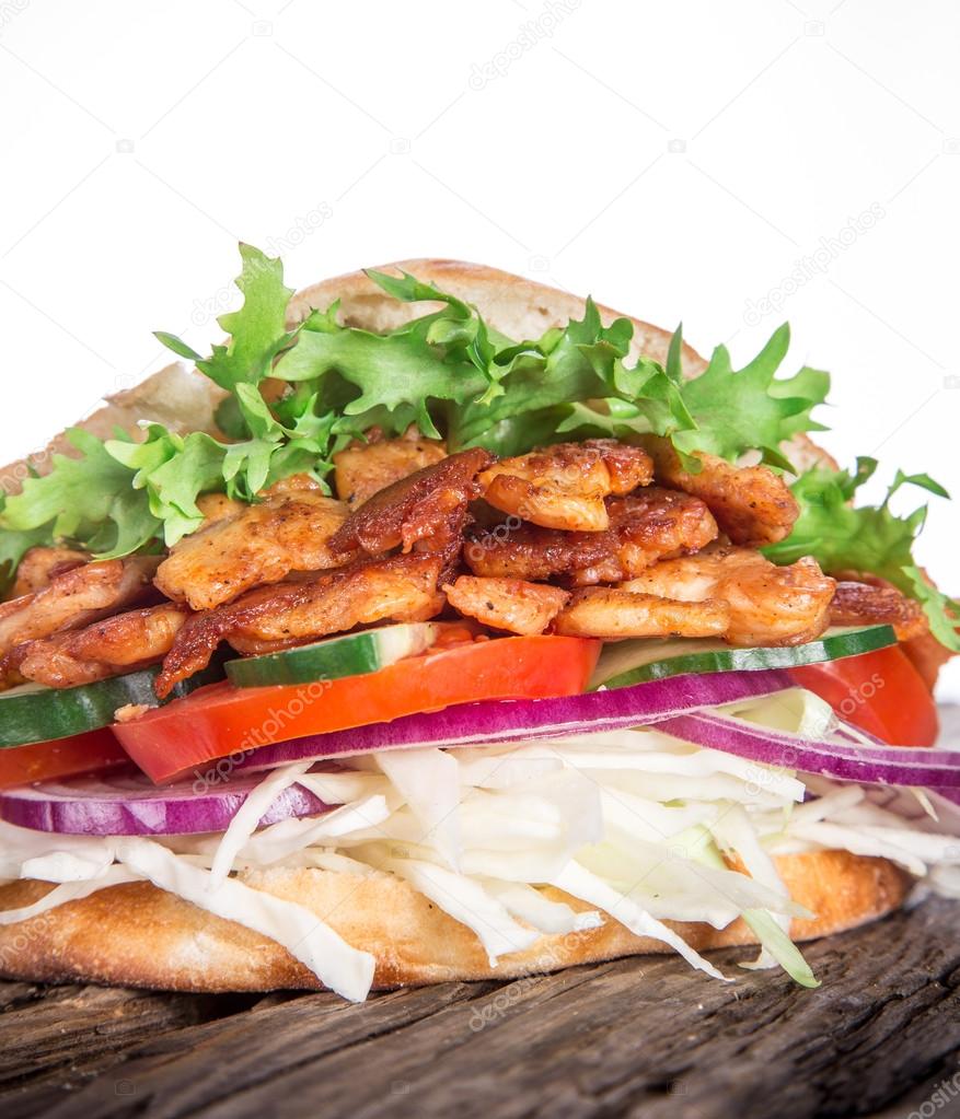 pita bread and kebab meat