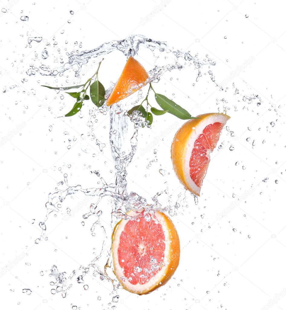 Grapefruit with water splash