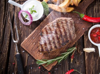 dana biftek ahşap tablo