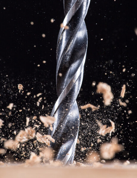 Close-up view of a metal drill