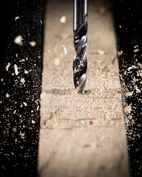 Close-up view of a metal drill