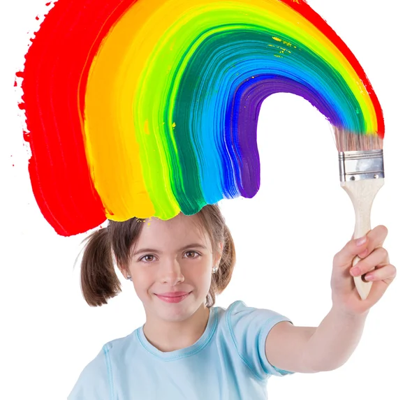 Beautiful little girl painting — Stock Photo, Image