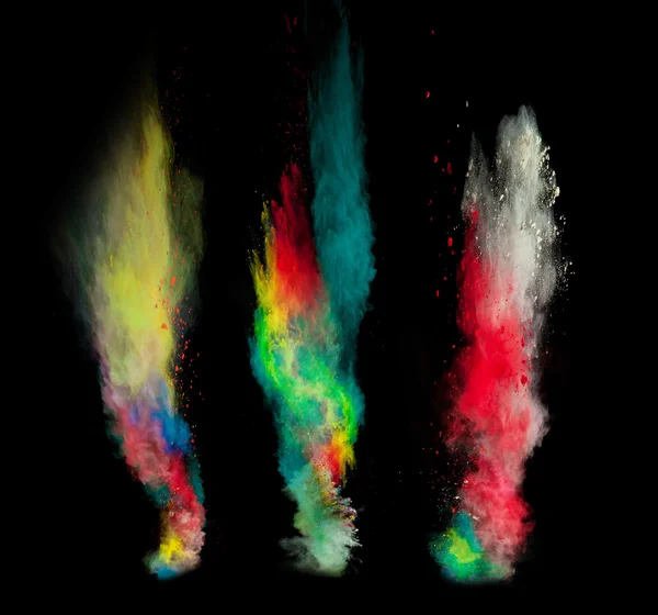 Colored powder in abstract shape isolated on black background — Stock Photo, Image