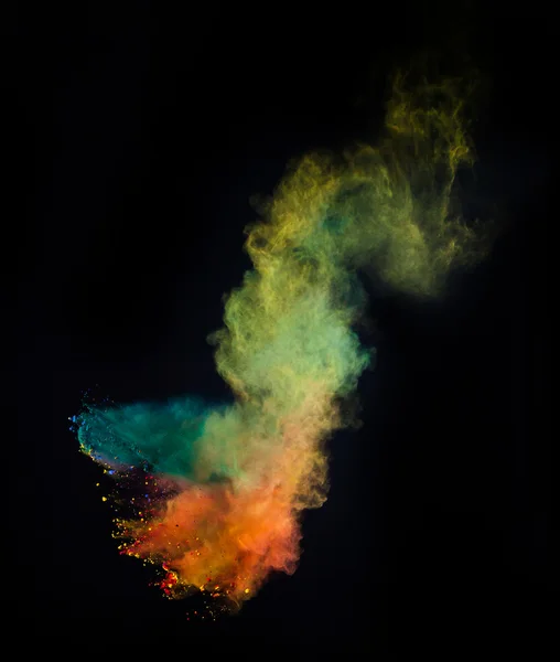 Colored powder in abstract shape isolated on black background — Stock Photo, Image