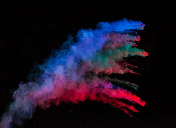 Colored powder in abstract shape isolated on black background — Stock Photo, Image