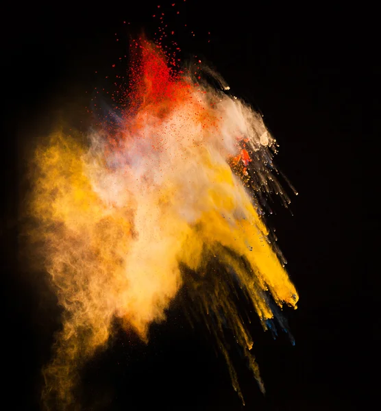 Colored powder in abstract shape isolated on black background — Stock Photo, Image