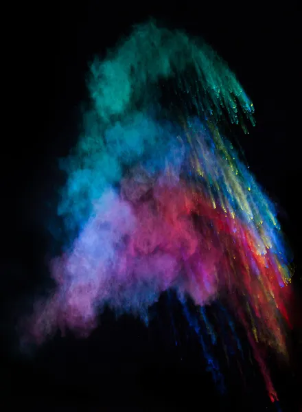 Χρώμα σε σκόνη σε αφηρημένο σχήμα που απομονώνονται σε μαύρο φόντο — Φωτογραφία Αρχείου