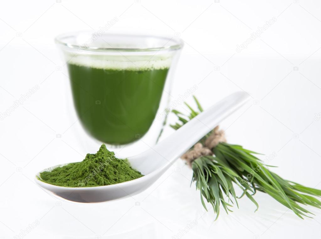 Young barley and chlorella spirulina. ⬇ Stock Photo, Image by © Kesu01