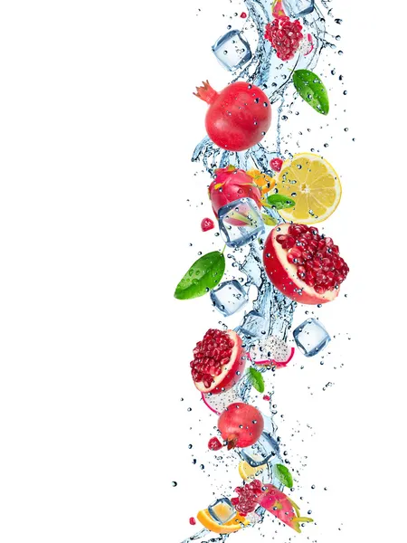 Fresh fruit with water splash — Stock Photo, Image