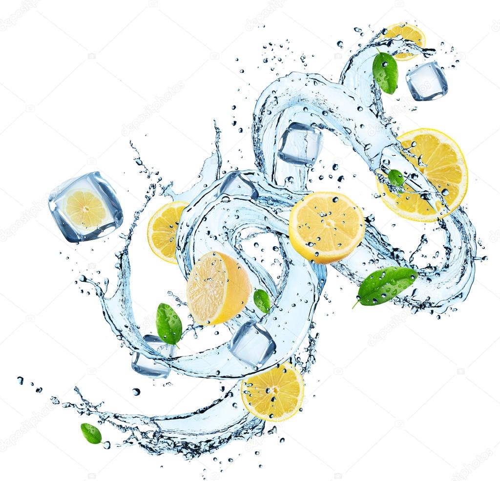 Fresh fruit with water splash