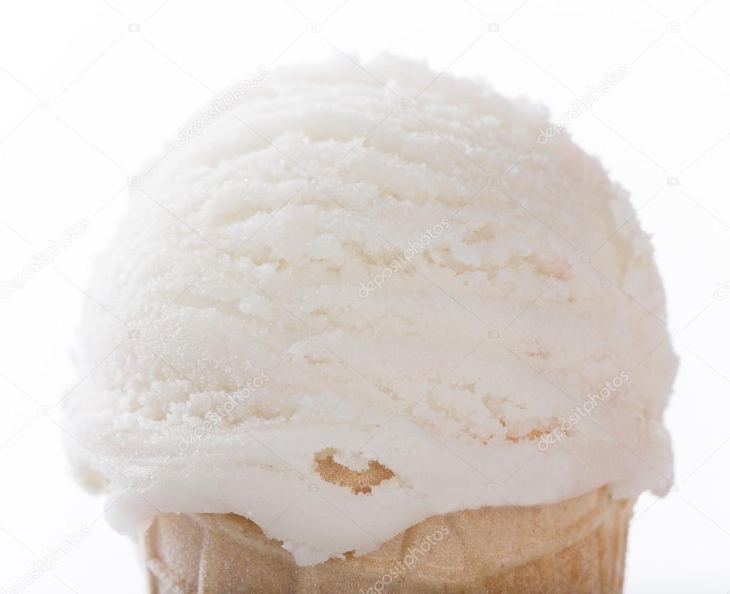 Tasty ice creams on wooden table