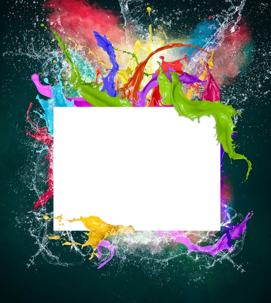 Blank paper with colorful splashes — Stock Photo, Image