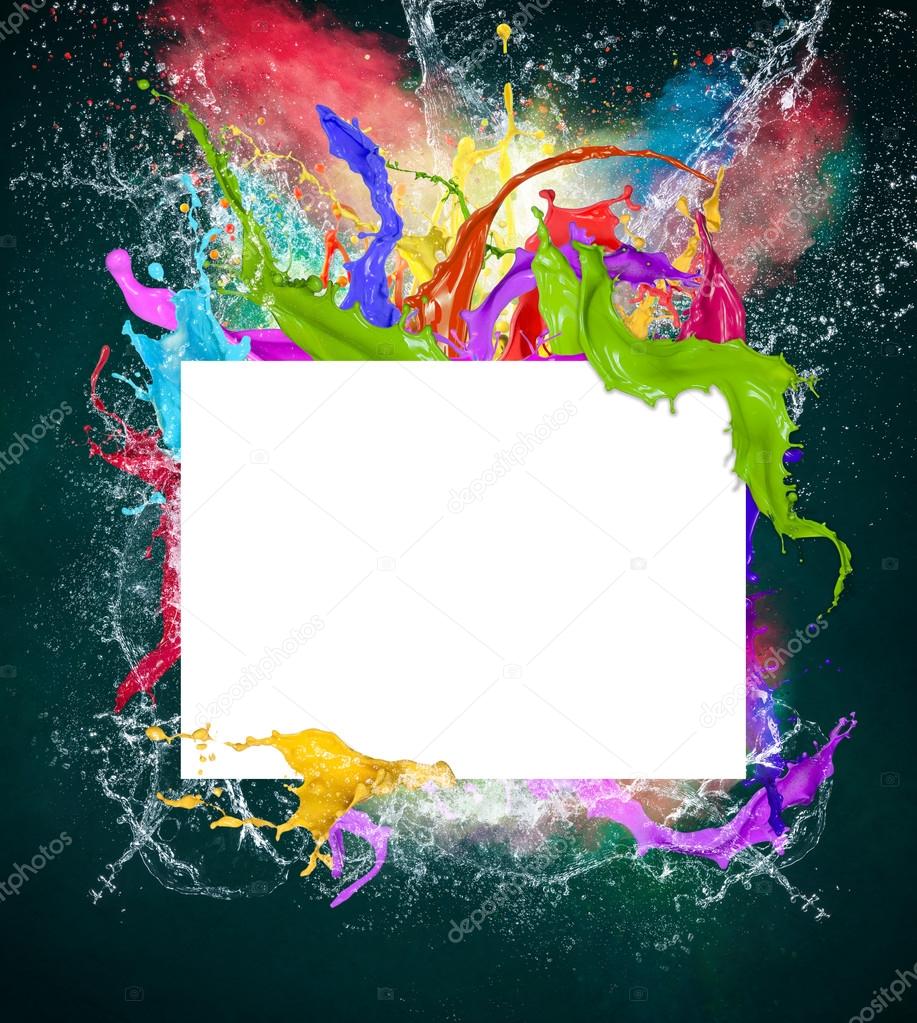 Blank paper with colorful splashes