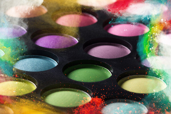 Multicolored eye shadows.
