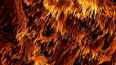 Yangın alevleri siyah arkaplanda izole edildi