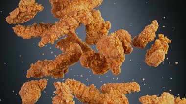 Uçan lezzetli kızarmış tavuk kanatları ya da şeritleri