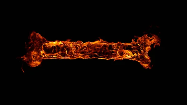 Rectangle Fire Flames Isolated Black Background Close — Stock Photo, Image
