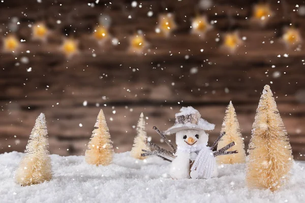 Christmas Decoration Snowman Blurred Background Lots Copy Space Your Product — Stock Photo, Image