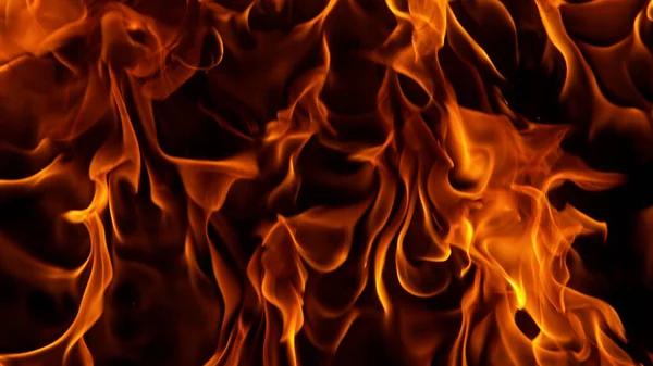 Fire Flames Isolated on Black Background — Stock Photo, Image