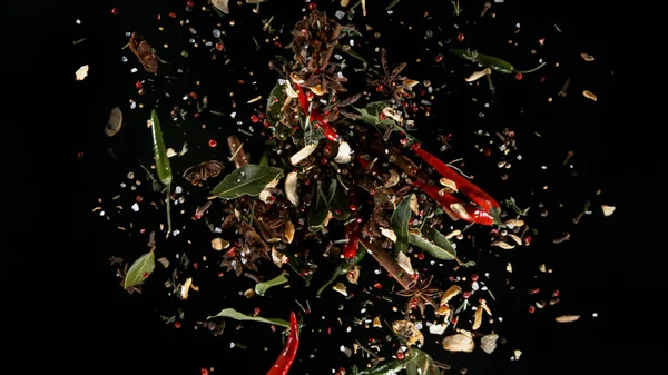 Freeze Motion Shot of Flying Mix Spices. — Fotografia de Stock