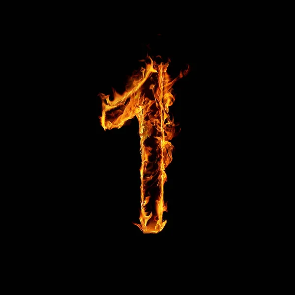 Single Number of Fire Flames Alphabet — Stockfoto