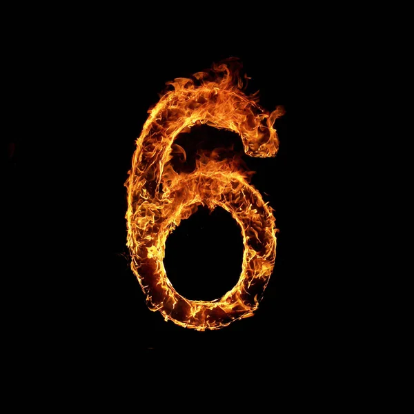 Single Number of Fire Flames Alphabet — Stockfoto