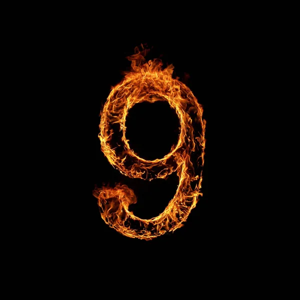 Single Number of Fire Flames Alphabet — Stockfoto