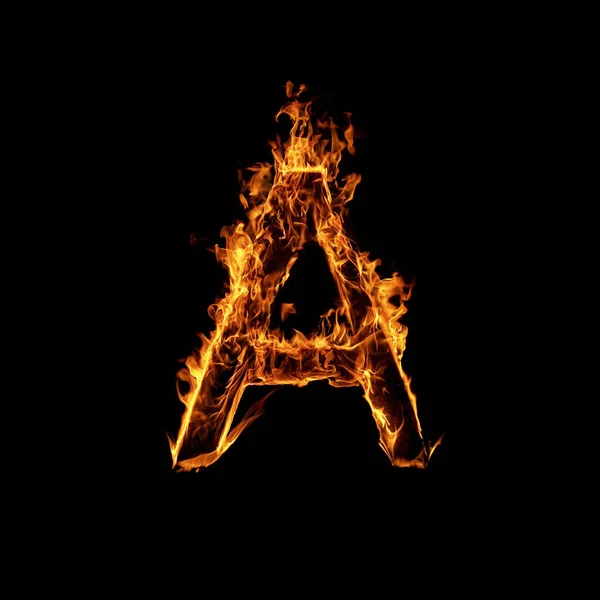 Einzelner Buchstabe des Feuers Flammen Alphabet — Stockfoto
