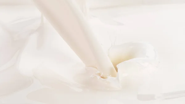 Pouring milk splash, macro shot. — Stock Photo, Image