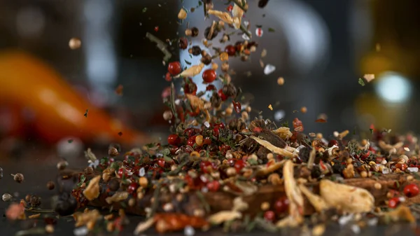 Freeze Motion Shot of Falling Mix Spices. — Fotografia de Stock