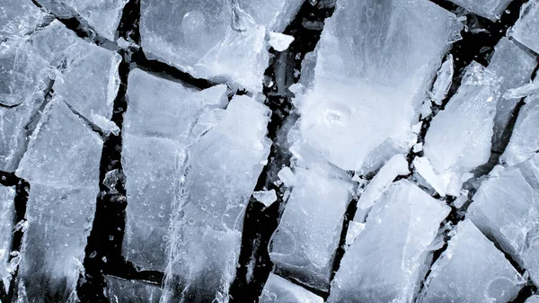Close-up de gelo quebrado, tiro superior. — Fotografia de Stock
