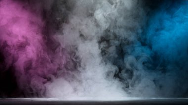 Neon atmosferik duman, soyut arkaplan.