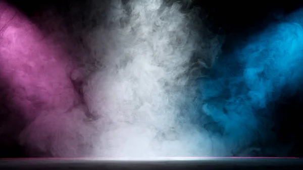 Fumo atmosferico al neon, sfondo astratto. — Foto Stock