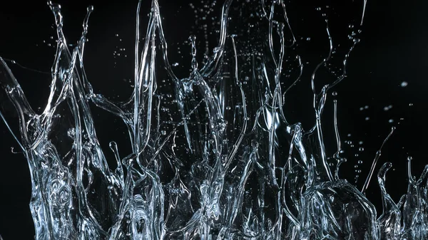 Freeze beweging van water plons op zwarte achtergrond — Stockfoto