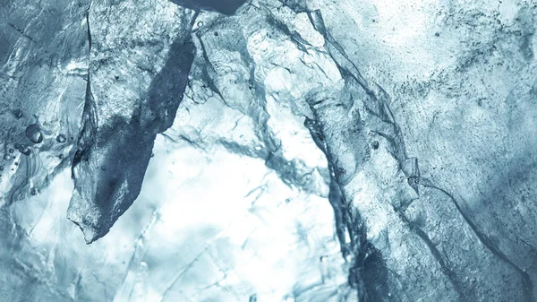 Textura Gelo Abstrata Uma Rede Rachaduras Num Pedaço Gelo Azul — Fotografia de Stock