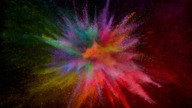 Freeze motion shot of color powder explosion