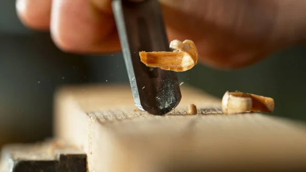 Carpenter Planing Chisel Macro Shot — 图库照片