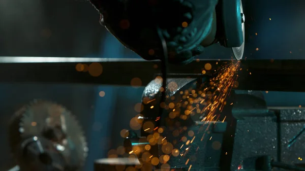 Working Metal Cutter Workshop Detail Shot Low Depth Focus — Stockfoto