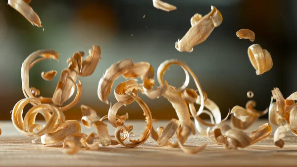 Freeze Motion Falling Sawdust Macro Shot — Photo