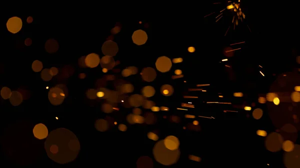 Flying Fire Sparkles Detail Shot Low Depth Focus Filmed High — Fotografie, imagine de stoc
