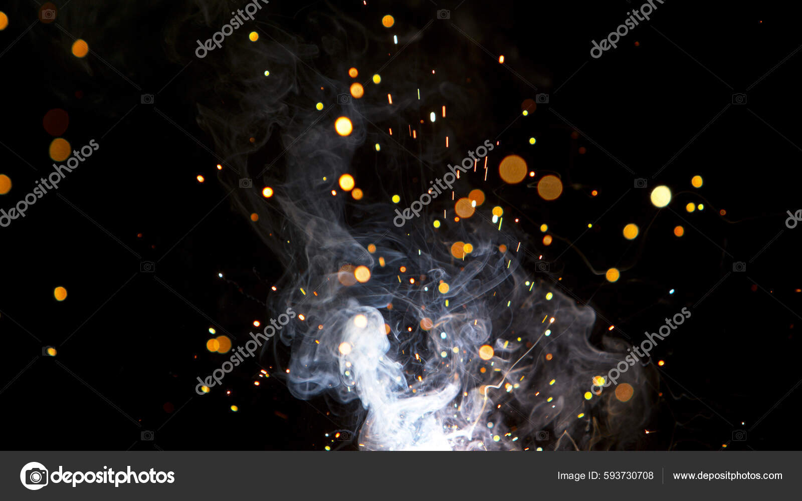 Super Slow Motion Flying Fire Sparkles Detail Shot Low Depth.