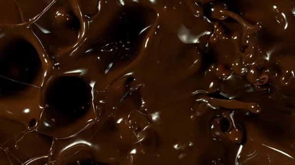 Super Slow Motion Falling Hazelnuts Dark Hot Melted Chocolate Close — 스톡 사진