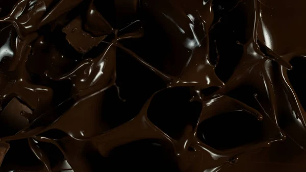 Pouring Dark Hot Melted Chocolate Close — 图库照片